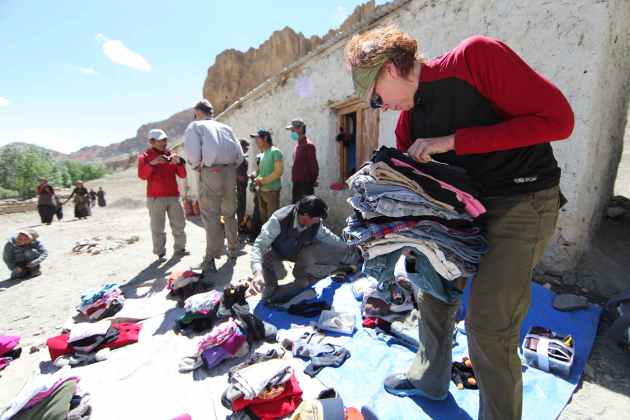 Socks, shoes, shirts, pants: It's all needed in the village of Samdzong. © Liesl Clark